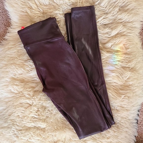 SPANX Pants - SPANX Faux Leather Leggings (Maroon/Burgundy)